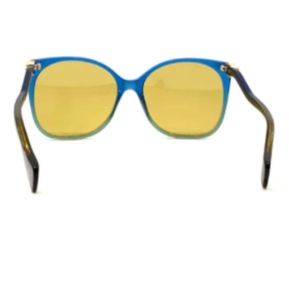 Gucci Oversize Rectangle-Frame Cat Eye Translucent Blue Acetate Sunglasses - Picture 2 of 8